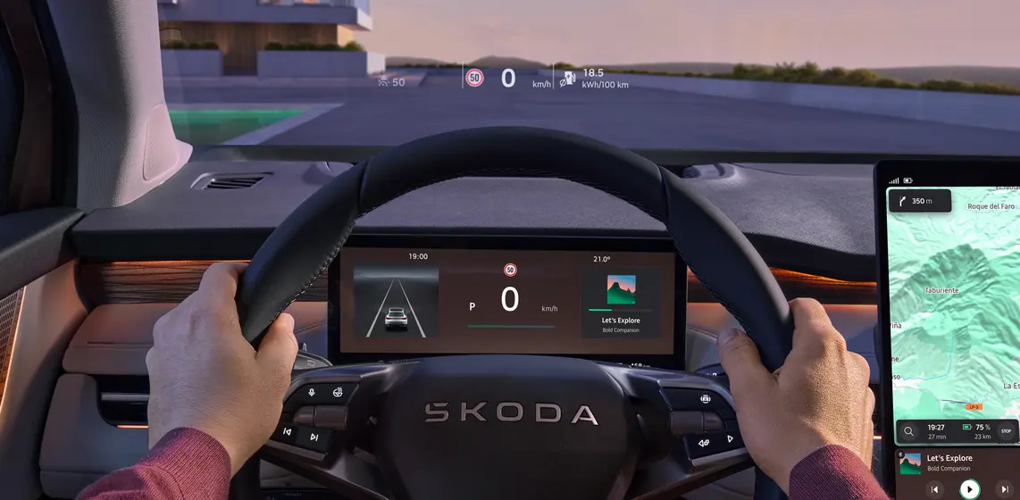 Infotainment doplňuje virtuální kokpit 10" s několika režimy zobrazení, díky čemuž budete mít vše důležité vždy před očima. Na přání je dostupný také head-up displej s rozšířenou realitou (AR).